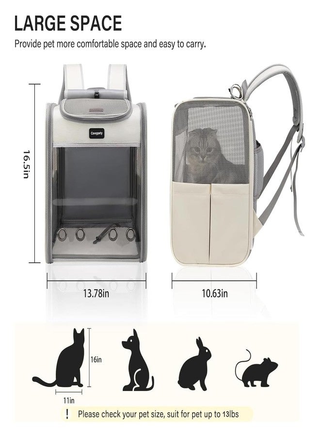 Onomie Cat Backpack Carrier, Breathable Cat Carrier Large Space Bubble Pet Backpack for Kitty Small Dog up to 15lbs, Transparent & Foldable Pet Carrier for Travel Hiking (Light Gray) - Image 4
